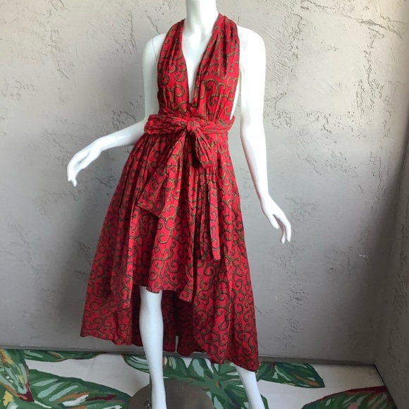 Look Afrik Elegant Red Halter Dress - Picture 3 of 14